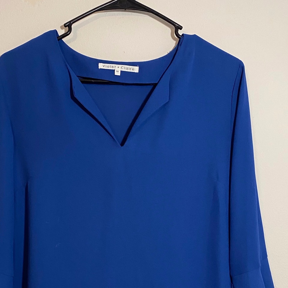 Violet + Claire blue business casual top